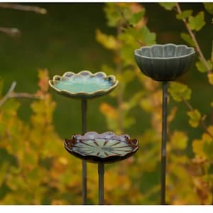 Bird Feeder and Waterer | 2-in-1 Garden Bird Station | Handmade Ceramic & Metal Feeder | Outdoor Garden Decor
