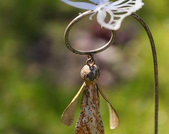 Rusty Metal Snowdrop Garden Stake, Handmade Spring Yard Art