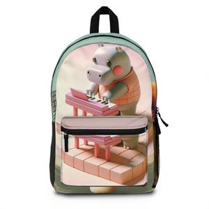 Cute Hippo Art Backpack, Kids School Bag, Cartoon Animal Rucksack, Playful Everyday Carry, Fun Gift for Children
