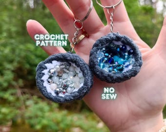 Geode Keychain Crochet Pattern | Crystal Geode Rock Amigurumi PDF