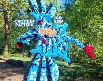 Wired Ikran Dragon With Saddle Crochet Pattern | Fantasy Flying Banshee Amigurumi PDF