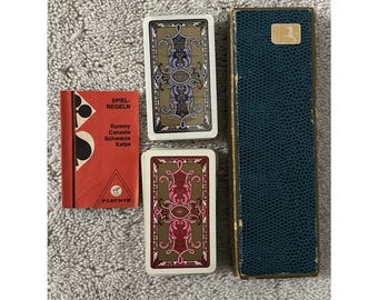 Juego de cartas VTG Piatnik Standard Bridge Rummy con estuche e instrucciones