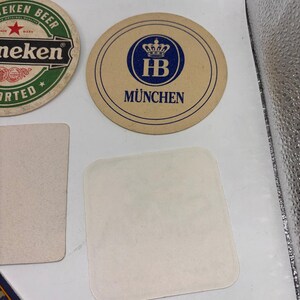 Vintage Beer Coaster Lot 7pc Heineken Paulaner HB Singha Tiger Bacardi Barware image 12