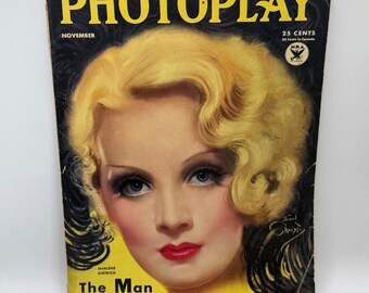 Photoplay Magazine November 1933 Marlene Dietrich Cover Earl Christy Pre-Code