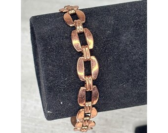 VTG Copper Oval Link Chain Bracelet Elegant Chic Boho Women's Jewelry Accessory