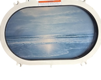 Real Oval Porthole Window Frame with Ocean Beach Scene Art Decor Handmade heavy