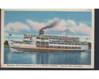 Cartão-postal vintage do melhor trem aerodinâmico da América, o S.S. Mount Vernon da Wilson Line.