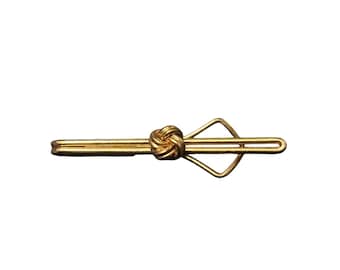 Vintage Swank Gold Plated Knot Tie Clip Diamond Bar Design Mens Accessory