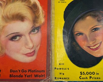 2 Vintage 1931 Photoplay Magazines June November Ina Claire Dorothy Jordan Art