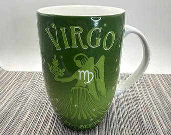 Virgo Zodiac Coffee Mug Green Ceramic Astrology Horoscope August September Gift