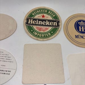 Vintage Beer Coaster Lot 7pc Heineken Paulaner HB Singha Tiger Bacardi Barware image 11