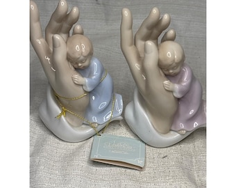 Valeria Collection Hand with Baby Porcelain Figurines, Set of 2, Mother Child