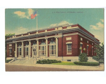 Cartão postal antigo de Pittsburg, Kansas, EUA, com informações sobre a mineração de carvão no Condado de Crawford.