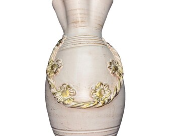 Ceramiche Societa Umbra Maurizio Anastasi Italian Ceramic Floral Vase Off White