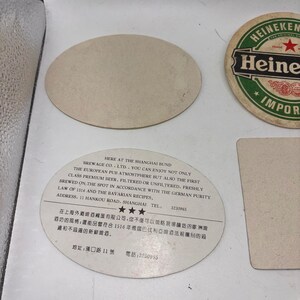Vintage Beer Coaster Lot 7pc Heineken Paulaner HB Tiger Singha Bacardi Shanghai image 11