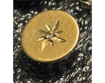 VTG 1/20 12k GF Gold Starburst Lapel Pin Tie Tack Chain Diamond Accent
