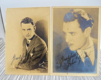 Vintage John Gilbert Silent Film Star Portrait Photos Set of 2 Murillo Studio