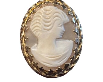 Vintage Victorian Cameo Brooch 1/20 12k gold filled Bezel Lady Profile Portrait