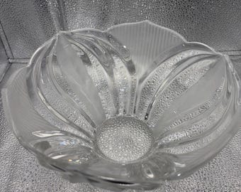 Cuenco de cristal de plomo Imperlux VTG tallado con patrón de cornejo, esmerilado transparente, para ponche de frutas