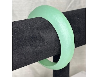 Mint Green Bangle Bracelet Round Domed Jade Resin Stacking Fashion Jewelry