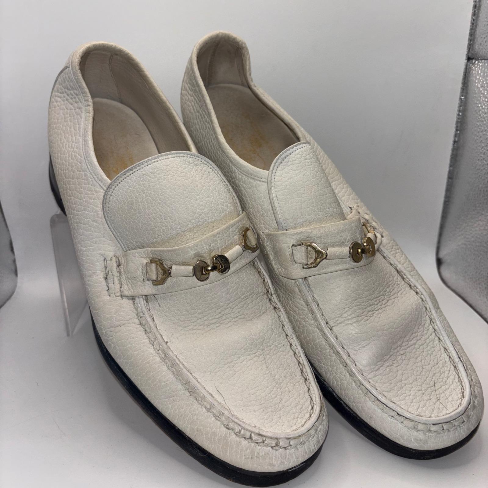 Vintage Florsheim Imperial Mens White Pebbled Leather Bit  display picture 2