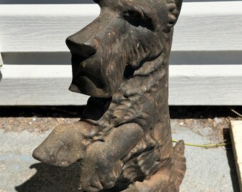 Vintage Cast Iron Scottie Dog Doorstop 16" 8lb Begging Scottish Terrier Rustic