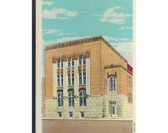 Cartão-postal vintage do Templo Elks em Kalamazoo, Michigan, com cena arquitetônica de um edifício.