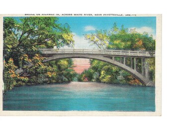 Ponte Vintage da Rodovia 16, Rio Branco, Fayetteville, Arkansas - Cartão-postal panorâmico.