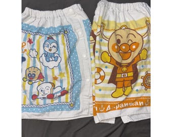 Anpanman Baikinman Dokinchan Kids Wrap Towels Snap Button Beach Bath 2 Pack