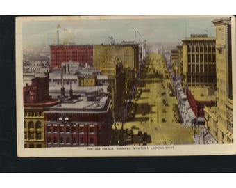 1931 Real Photo Postcard Portage Avenue Winnipeg Manitoba Canada Used RPPC