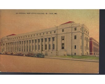 Cartão-postal antigo do prédio dos Correios Federais em St. Louis, Missouri.