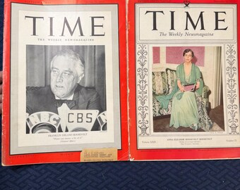 Vintage Time Magazine Lot 1933 Eleanor Roosevelt 1940 FDR Franklin D Roosevelt