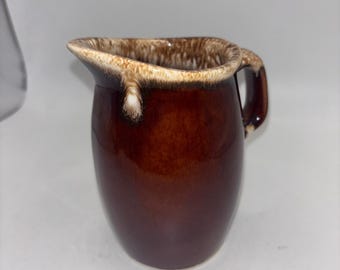 Hull Pottery Mirror Brown Drip Glaze Creamer Small Pitcher Vintage USA MCM