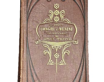 Antique 1905 Longhi & Menini Italian Dictionary Bompiani Art Nouveau Gilt RARE