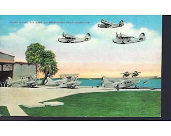 Cartão-postal antigo da Base Aérea da Guarda Costeira na Costa do Golfo do Mississippi, 1974