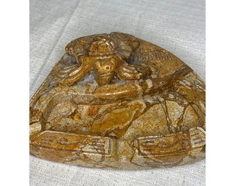 VTG SoapStone Turtle Sculpture Figurine ashtray trinket tray Carved Art Decor
