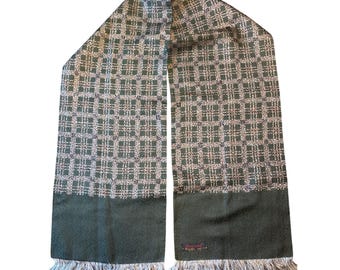 Vintage Radiant by Benidai Pure Silk Scarf Green Plaid Fringe Made in Japan