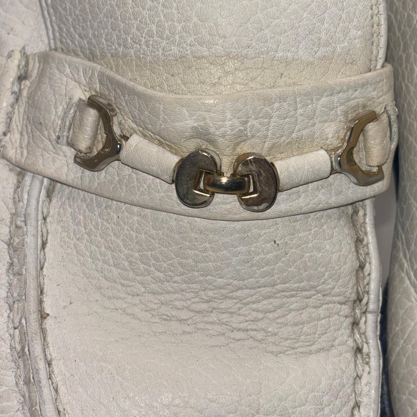 Vintage Florsheim Imperial Mens White Pebbled Leather Bit Horsebit Loafers 9.5 C Vintage Florsheim Imperial Mens White Pebbled Leather Bit  main image 2