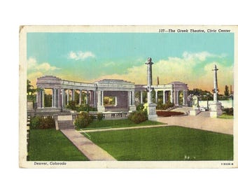 Vintage Greek Theatre Civic Center Denver Colorado Postcard Used 1950s