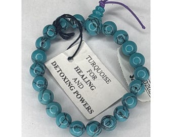 Turquoise Healing Detox Powers Stone Bead Bracelet Spiritual Jewelry boho chic