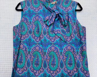 Vintage Strega by Monte Streitfield Paisley Silk Sleeveless Blouse Bonwit Teller