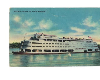 Vintage Steamer Admiral St Louis Missouri Postcard Used 1940 Riverboat
