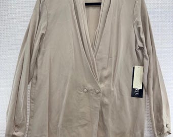 Vintage Alexandria Washable Silk Open Cardigan Beige Taupe Nordstrom Size 12 NWT