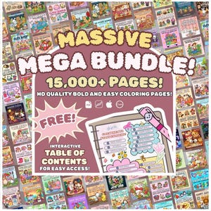 Coco Wyo Ultimate Bundle Bold and Easy Coloring Book for Kids and Adults, Cute PDF Printable Coloring Pages, Comfy and Cozy Digital Download