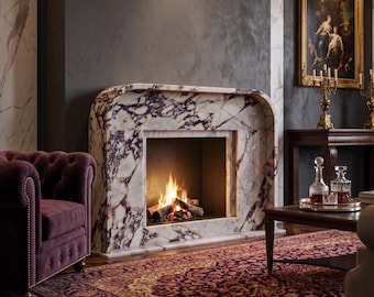 Calacatta Viola Marble Fireplace Surround Natural Stone Mantel Console Table