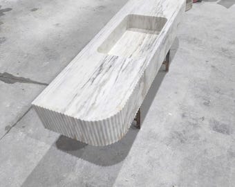 Lavandino scanalato in marmo di Carrara: moderno lavabo in pietra, 20 x 60 pollici