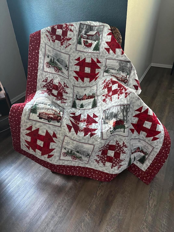 Farmhouse  and snowflake Christmas quilt