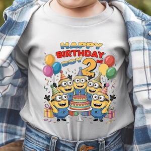Minions Birthday Shirt for Kids – Personalized Age 1st to 9th | Cute Cartoon Birthday Tee | Boys Girls Minion Party Shirt