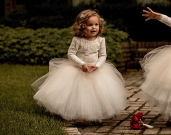 The REAL Mary Grace/Angrassia Dress: Ivory Alencon Lace with #5 Cream Lining - Girls Leotard Bodysuit For Flower Girl- STYLE #5810