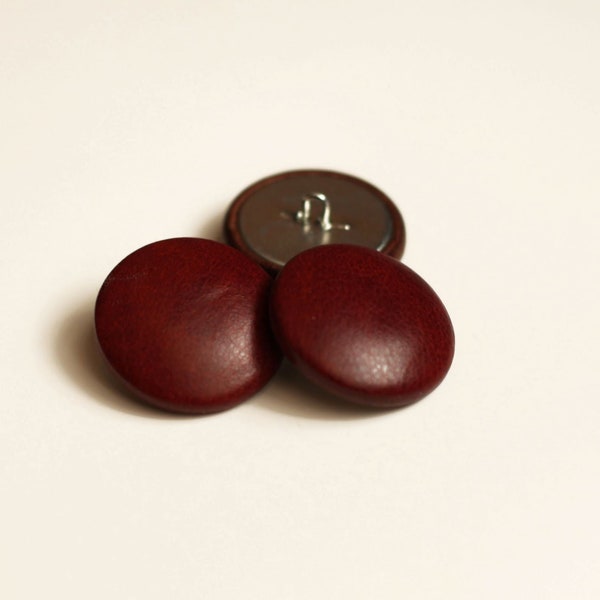 Mahogany Leather Buttons (Quantity 3)